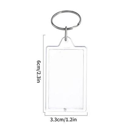 5/50Pcs Transparent Photo Frame Keychain Tassels Snap-In Custom Insert Photo Acrylic Blank Keyring Clear Blank Picture Pendant