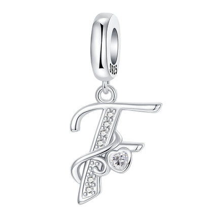 925 Sterling Silver  A-Z 26 English Letters Retro Fashion Pendant Fit Original Bracelet Charm Beads Necklace Diy Female Jewelry
