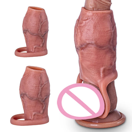 Man Dick Enlargement Semen Lock Ring For Men Delayed Ejaculation Soft Silicone Penis Sleeve Hollow Cock Ring Adult 18+ Sex Toy