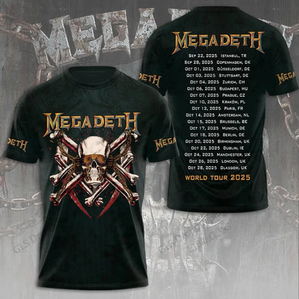 Heavy Metal Rock Band Megadeth 3D Print T-Shirt Tops Women's Sports Large Size Tops Tees Summer T-Shirt Kids Clothing Band T-Shirt