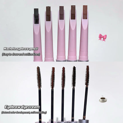 QXQY Dual-Head Eyebrow Pencil And Dye 2-in-1 Natural Color Waterproof Sweat-Resistant Long-Lasting Non-Smudging Eyebrow Makeup