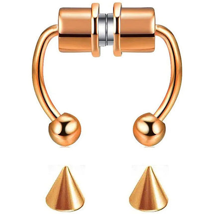 Women Fake Piercing Nose Ring Hoop Septum Piercing Nose Clip Rock HipHoop Stainless Steel Magnet Fashion Body Jewelry Wholesale