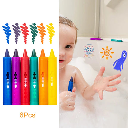 6Pcs Washable Bath Crayons Colorful Drawing In The Tub Easy Clean Crayons Kids Colorful Funny Art Toy Graffiti Bathroom Crayon