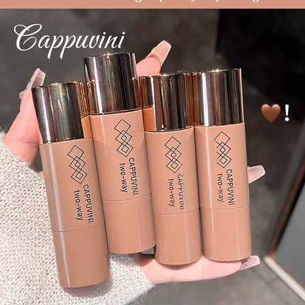 Cappuvini Natural 3D Contouring Stick with Smudge Brush Moisturizing Silky Matte Brown for Nose Shadow Makeup Contour