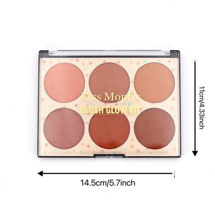 Natural Makeup 6-color Blush Palette – Sweet & Charm Light Shades for Brightening Matte Watercolor Effect Perfect for Days