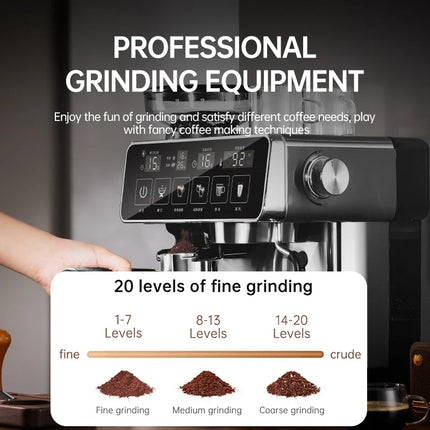 20Bar Fully Automatic Espresso Machine, Built-in Grinder, Smart Touchscreen, Stainless Stee,With milk frother