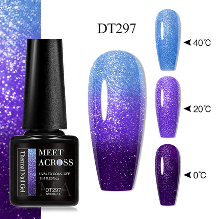 7ml Thermal Gel Nail Polish 3 Layers Temperature Color Changing Gel Winter Grey Semi Permanent Soak Off Nails Art UV Gel Varnish