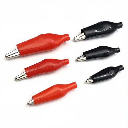 10pcs 28mm35mm45mm Alligator Clip Metal Crocodile Electrical Clamp for Testing Probe Meter Black/Red with Plastic Boot