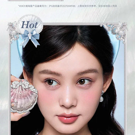 Flower Knows Shells Jewel Collection Embossed Silk Satin Blusher Expands Shrink Cheek Vintage Pearl Makeup