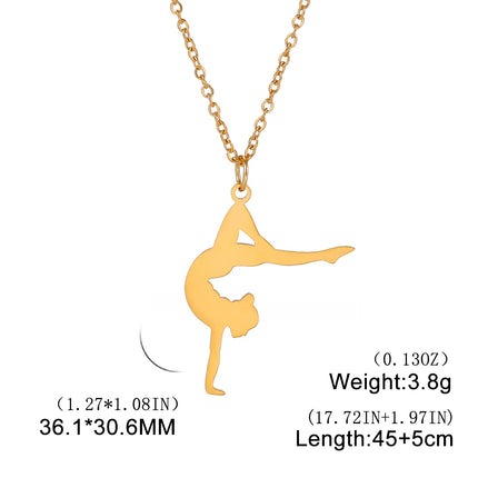 Unift Stainless Steel Sport Women Necklace Runner Rhythmic Gymnastics  Silhouette Pendant Fashion Birthday Jewelry Wholesale