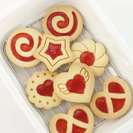 8Pcs Cute Jam Sandwich Biscuit Cookie Cutters Flower,Star Shape Cookie Molds Cartoon Fun Biscuit Moulds