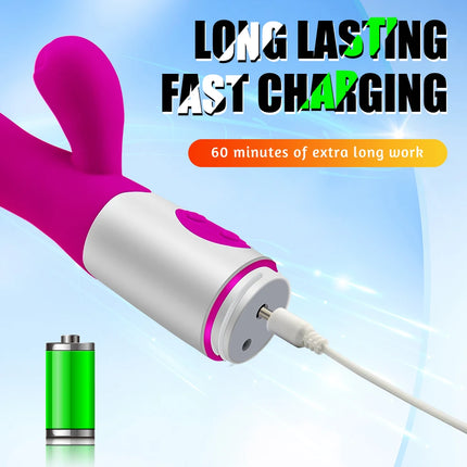 Strong G Spot Dildo Rabbit Vibrator Soft Silicone Pussy Massager Rechargeable Vagina Clitoris Stimulator Adult Sex Toy for Woman