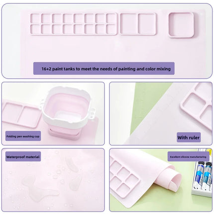 Silicone Painting Mat Set Children Drawing Toys Montessori Graffiti Mat Washable Watercolor Palette Set for Children's Day Gift