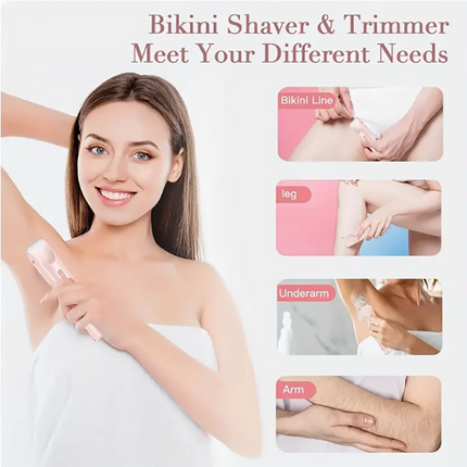 2-in-1 Dual-Head Electric Trimmer for Women – Gentle Precision for Face, Body & Bikini
