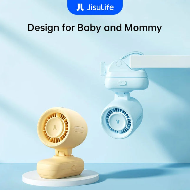 JISULIFE Baby Stroller Clip-On Mini Fan, Portable Mini Fan Battery Operated Portable Fan with Night Light 5 Speeds LED Display