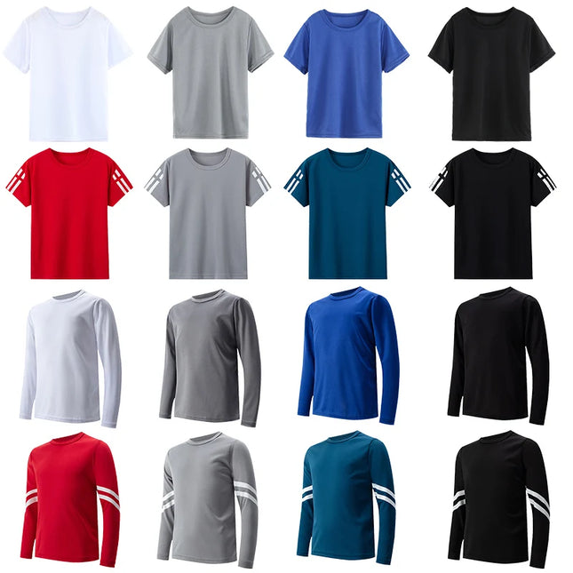 1/4 Pack Children's Spring And Summer Quick-drying Exercise Long Sleeve Casual Joker T-shirt For Boys And Girls Short Sleeve For