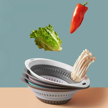 Silicone Folding Washing Drain Basket Fruit Vegetable Washing Strainer Multi-use  Kitchen Storage Basket Collapsible Organzier
