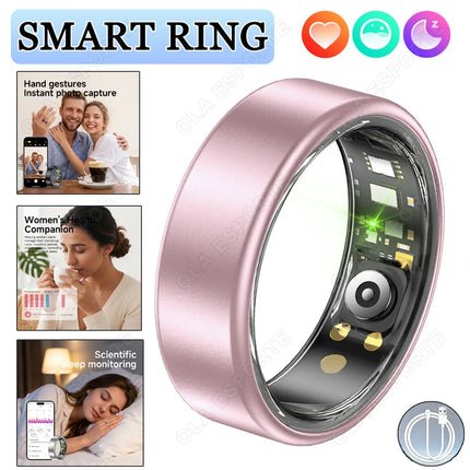 New Smart Ring Ola Esporte Colorful Full Size 6-14 Heart Rate BloodPresure Health Smartring Take Photo Waterproof RingWith Case