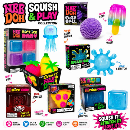 NeeDoh Jellyfish & Cube Squish Stress Relief Sensory Toy, Soft Gel Squeeze Toy for Kids and Adults