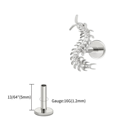 Right Grand ASTM F136 Titanium 16G Gothic Centipede Cartilage Earring Punk Helix Tragus Conch Snug Ear Labret Piercing Jewelry