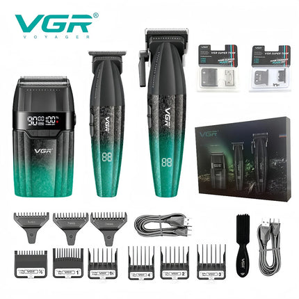 VGR Hair Trimmers Professional Hair Cut Machine Adjustable 9000 RPM LED Electric Clippers Metal Hair Trimmer for Men V-640 s3