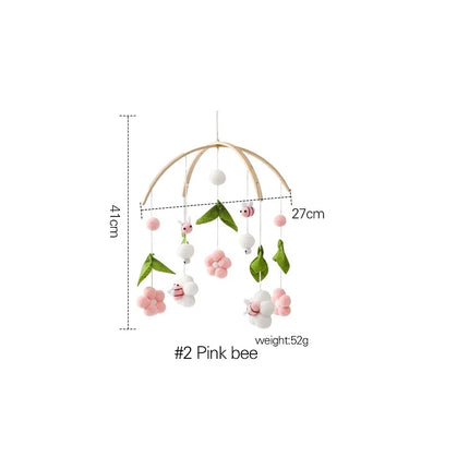 Baby Wooden Rattles Bed Bell Soft Felt Cartoon Elephant Cloudy Star Hanging Bed Bell Mobile Crib Montessori Education Toys
