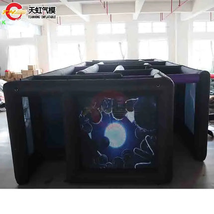 9x4m T Shaped Inflatable Maze Zombie Themed Halloween Haunted House Sport Game