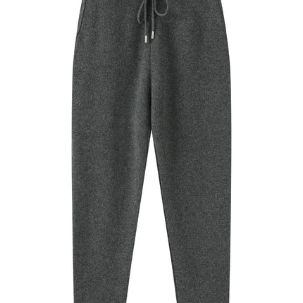 Autumn Winter Thick Men's High Waist Small Foot Pants 100% Merino Wool Knitted Pants Casual Fashion Solid Color Warm Pants