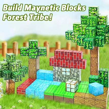Magnetic Building Block Bricks Toy STEM Stacking World Mine Architectural Set Model DIY Educational Kids Gifts for Boy Girls