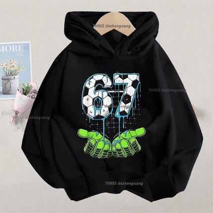 Autumn Children's Comfortable Hoodies 67 Six Seven Digit Print Kid Cute Fleece Sweatshirt Boys Girls Casual Fashion Sport Hooded