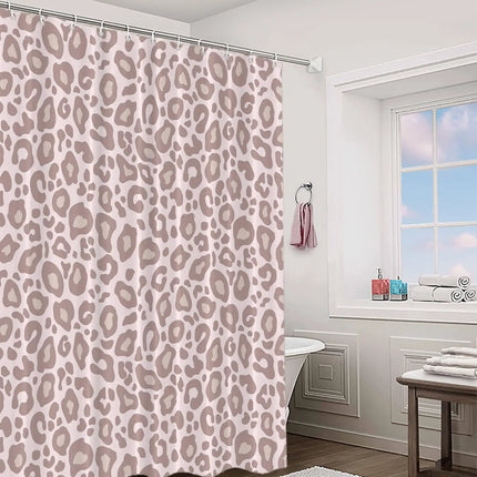 Blush Pink Leopard Print Shower Curtain Soft Animal Pattern Bathroom Decor Feminine Style Waterproof Fabric Trendy Home Design