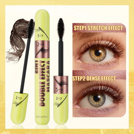 [Dual Brush Heads Brown Mascara] Waterproof Brown Mascara with Dual Brush Heads - Smudge-Proof, Clump-Free for Longer