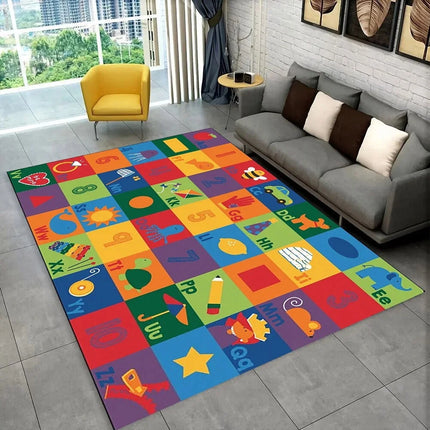 Tapis de sol éducatif ABC Alphabet Tapis de dessin animé pour la salle de jeux ou la chambre d'enfant Tapis antidérapant Décor de salon d'apprentissage précoce