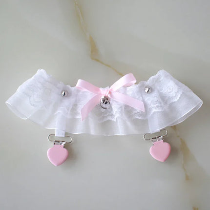 Women Lace Thigh Garter Bow Heart Leg Ring Sexy Suspender Socks Clip Kawaii Lolita Leg Loop Clip Garter Belt Stockings Garters