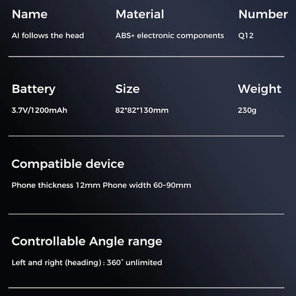 Auto Face Tracking Tripod 360° Rotation Auto Tracking Phone Holder Multi-color Fill Light Follow-up Gimbal Stabilizer for Video