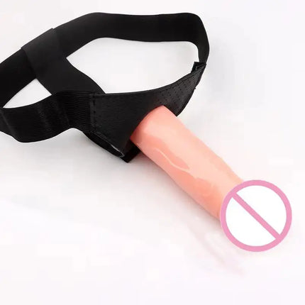 Men's Strap-On Dildo Panties Wearable Hollow PU Leather Penis Lengthening Sleeve Strapon Harness Belt for Male-to-Female