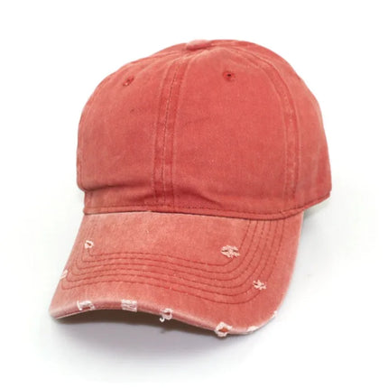1pc Solid Distressed Perforated Mesh Washed Baseball Cap, Breathable Sun Protection Accessory For Spring and Summer，adjustable
