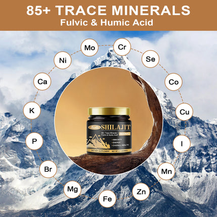 100% Pure Natural Original Shilajit Resin Himalaya Support Hormone Balance for Men & Women Support Immunity,Heart & Skin Health