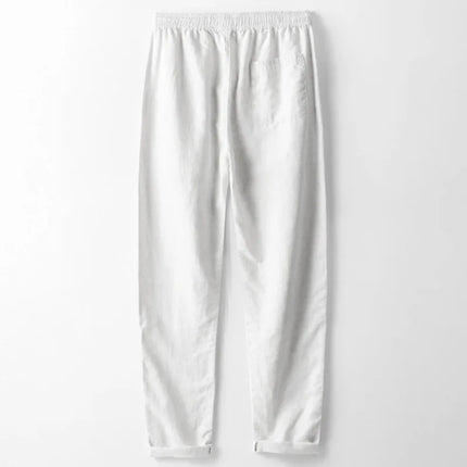 White Premium Cotton Linen Shirt Pants Outfits Men's Linen Sets 2 Piece Long/Short Sleeve Shirts Yoga Pants Beach Wedding Suits