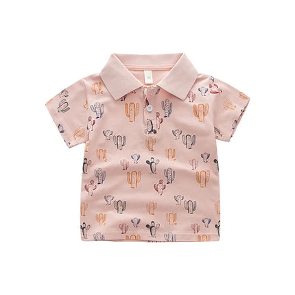 Summer Kids Polo Shirt Boys Short Sleeve Lapel Polos Clothes for Girls Cotton Print Breathable Kids Polo Shirt Children Tops
