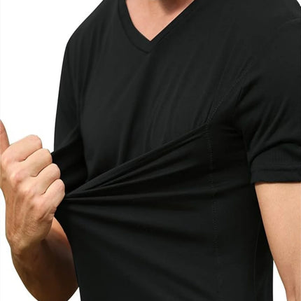 Parent-Child Interaction Kangaroo Shirt for Men, Short-Sleeved, with Baby Carrier Pocket, Dad Style Casual T-Shirt