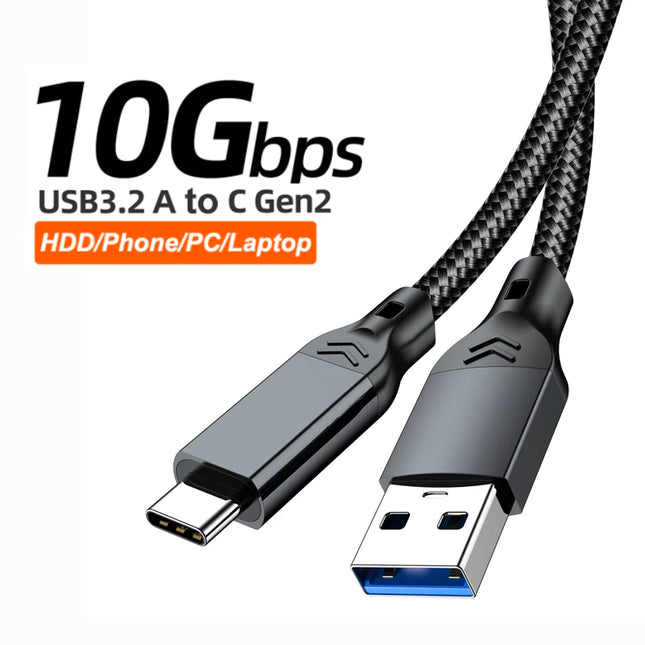 USB 3.2 3.1 Gen2 10Gbps USB-A to Type C Cable USB-C Data Transfer Cable QC 3.0 60W Fast Charging Cord For USB HUB SSD Box Wire