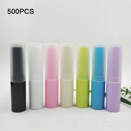500PCS 4g Frosted cap lipstick tube, six-color empty lipstick tube, moisturizing lipstick cosmetic packaging empty tube