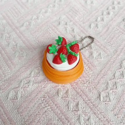 Strawberry Cake Model Keychain 1Pcs Calming Fidget Toy for Anxiety Stress Relief Finger Button Bag Charm for Girls