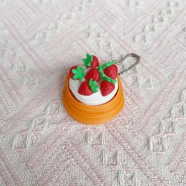Strawberry Cake Model Keychain 1Pcs Calming Fidget Toy for Anxiety Stress Relief Finger Button Bag Charm for Girls