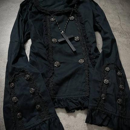 Gothic Girls Dressing Up Slim Fit Dark Series Jackets 2025 Winter French Style Fashionable Popular Cardigan for Women's