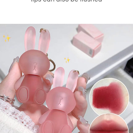 Gege Bear Rabbit Lip Glaze, Matte Velvet Lip Clay Long-lasting Color Non-drying Lipstick