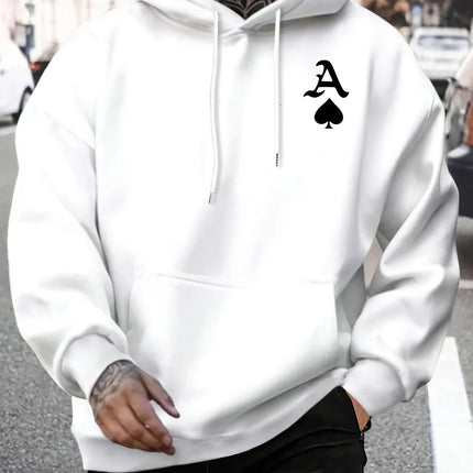 Skull & Card Print Street Men Women Hooded Sweatshirt Autumn Winter Daily Outdoor Vacation Fitness Casual Loose Warm Sportswear