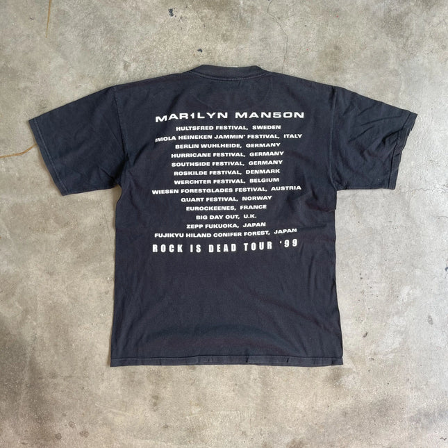 Marilyn Manson × Vintage 90s Marilyn Manson Rock Is Dead Tour T-shirt Women Men Oversized Y2k Short Sleeves Cotton Clothing Tees