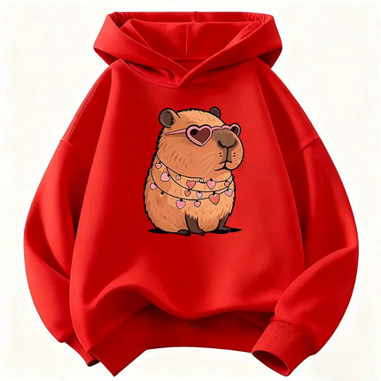 Streetwear Capybara Printed Hooded Kids Children's Sweatshirt Cute Hoody for Boys Girls Autumn Spring Casual Hoodies